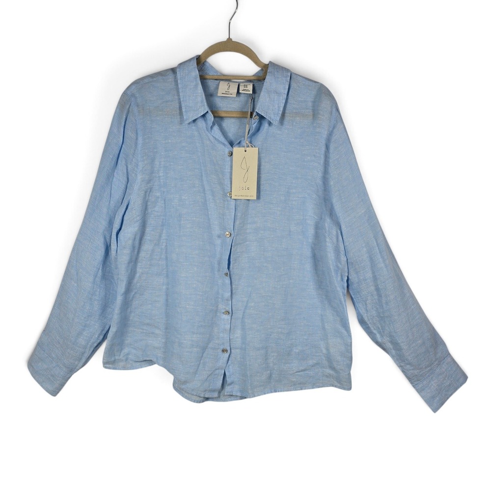 Joie Linen Shirt Women XL The Perfect Linen Shirt Light Blue Button Down NEW